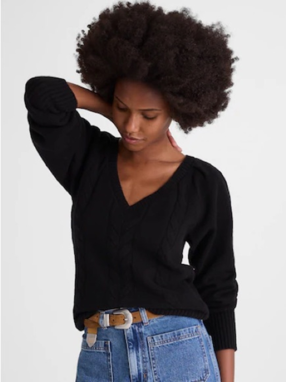 NWT Madewell Black V-Neck Pullover Sweater in Merino Wool Size XS